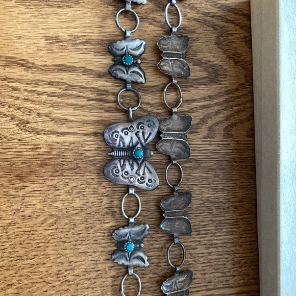 Butterfly silver belt with small turquoises - Picture 2 of 3